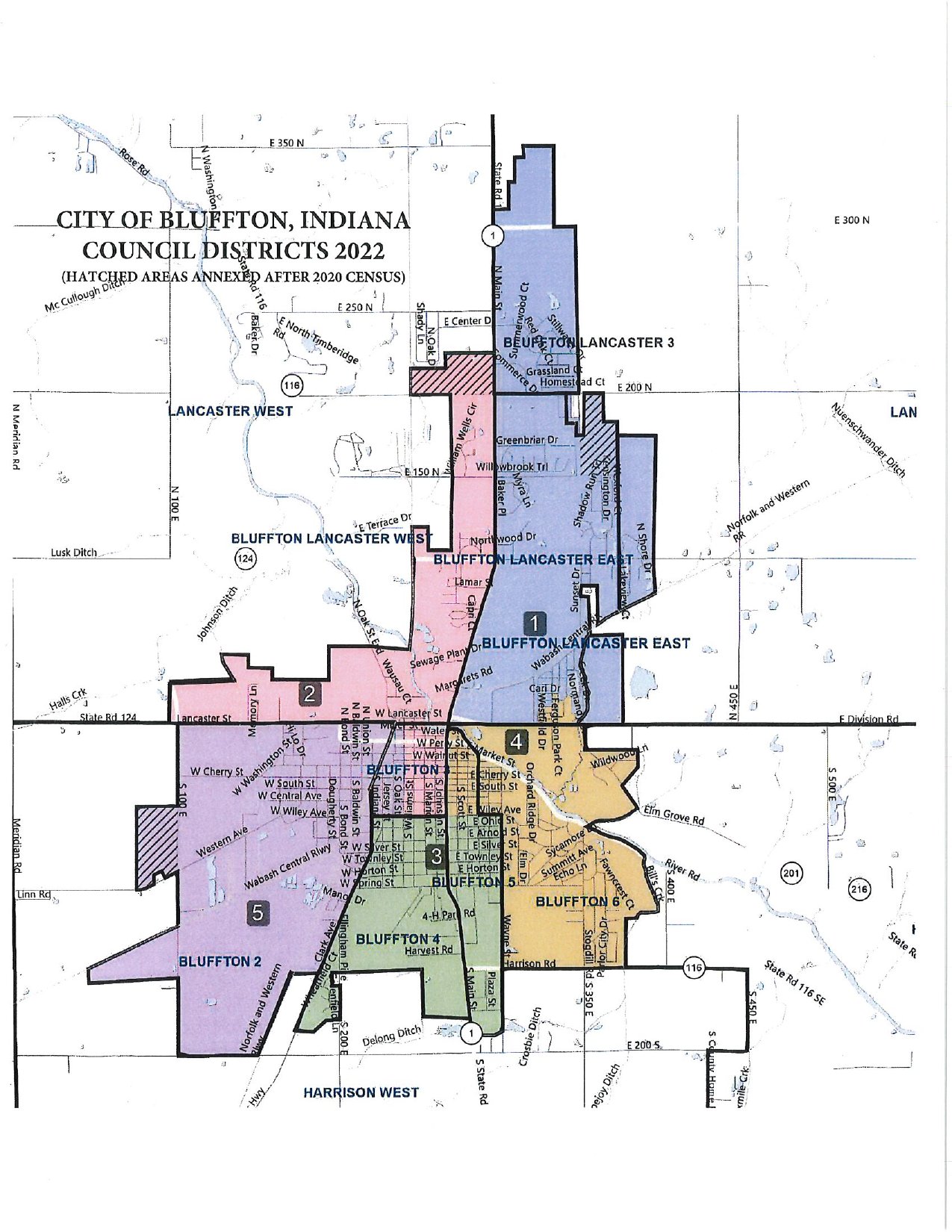 City of Bluffton Indiana Council Districts Map